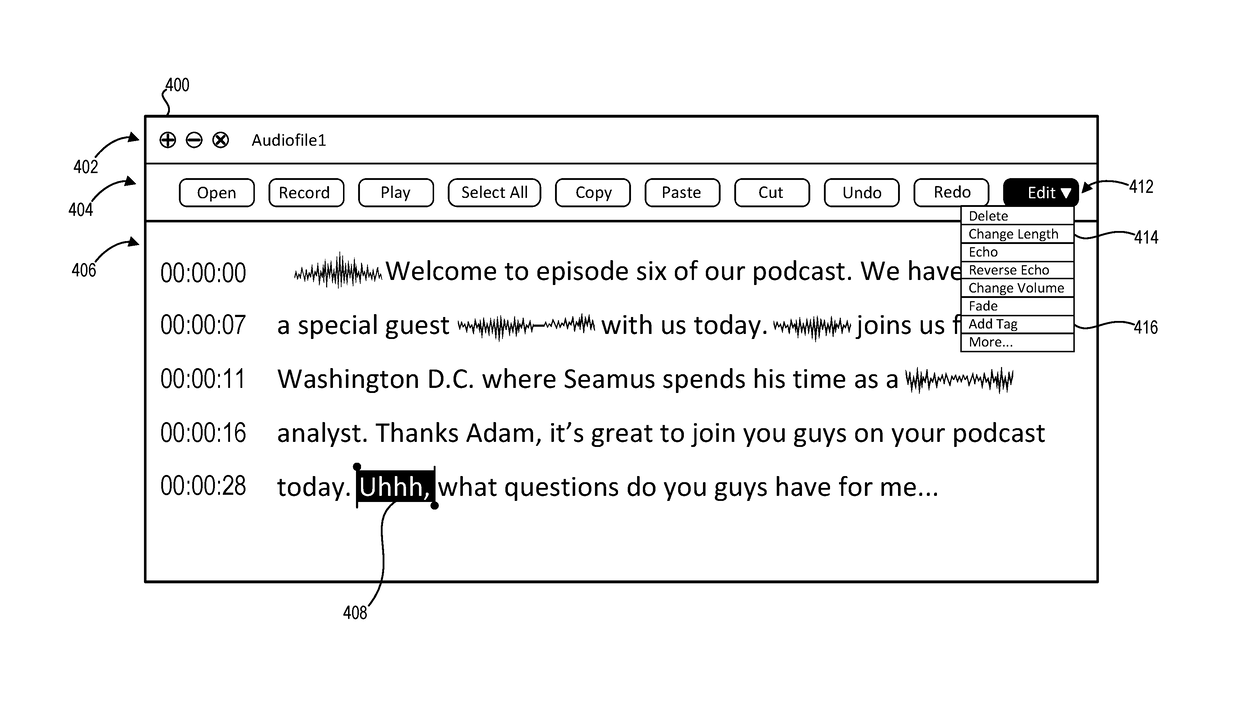 Hybrid audio representations for editing audio content