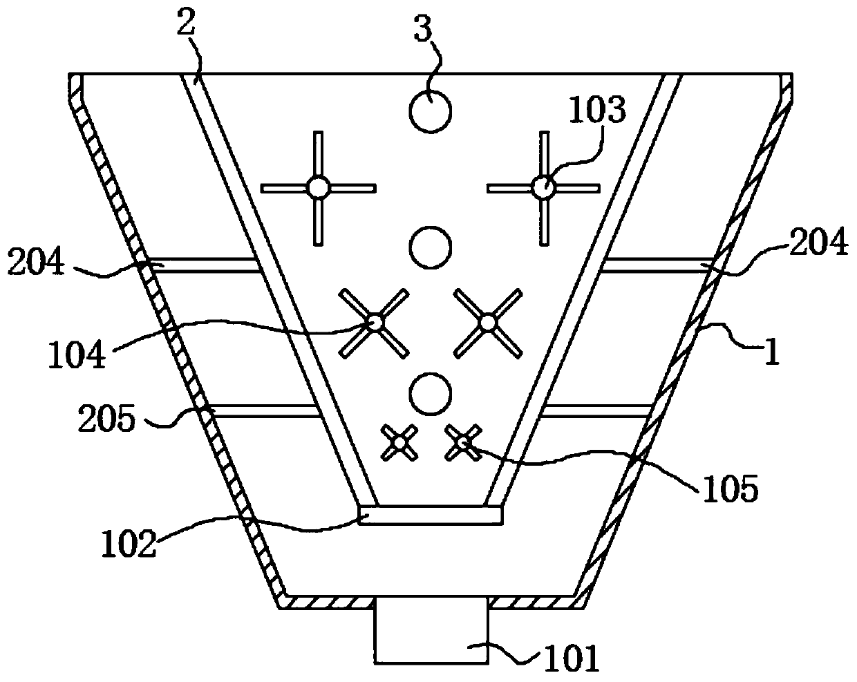 A grain screening funnel