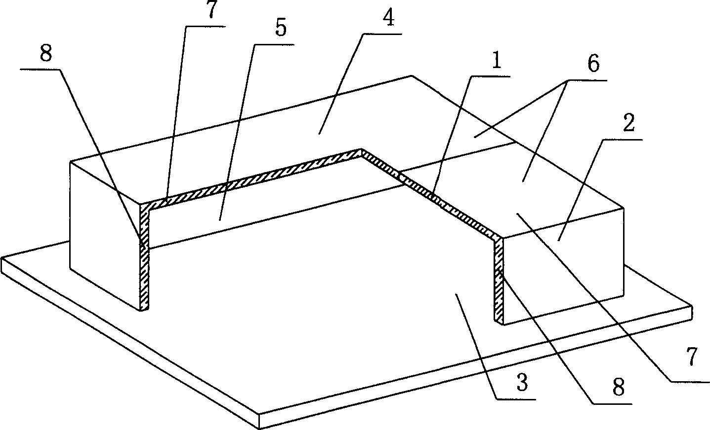 Hollow form member of cast-in-place concrete