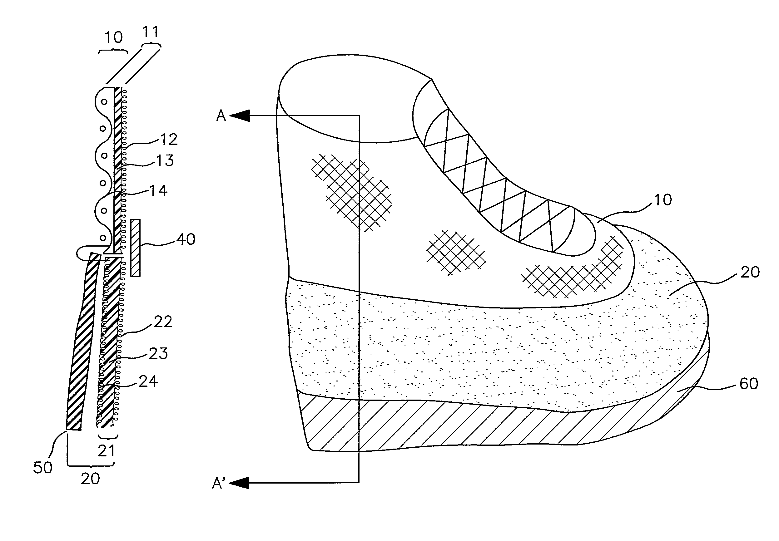 Waterproof breathable footwear having hybrid upper construction