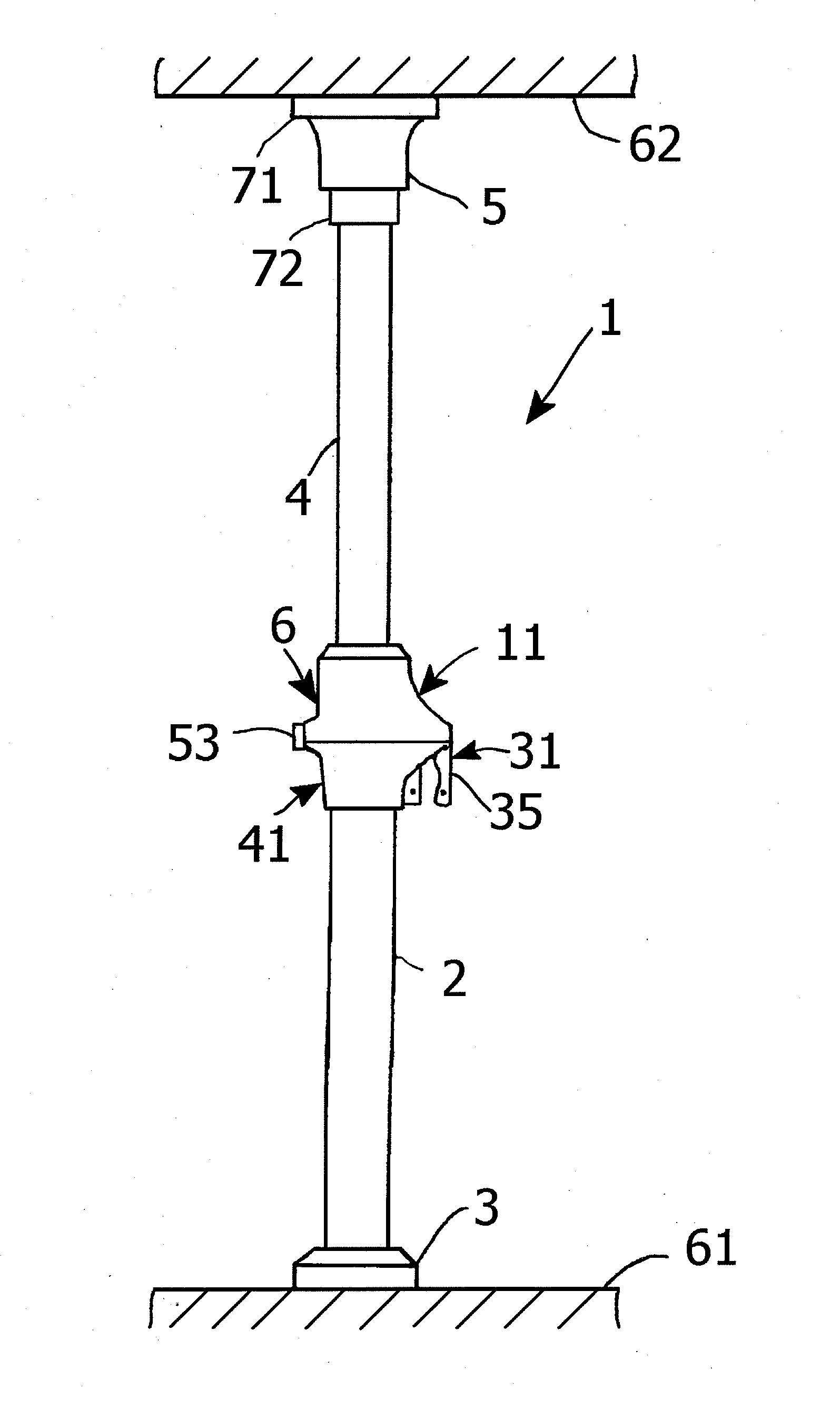 Telescopic prop-up pole device