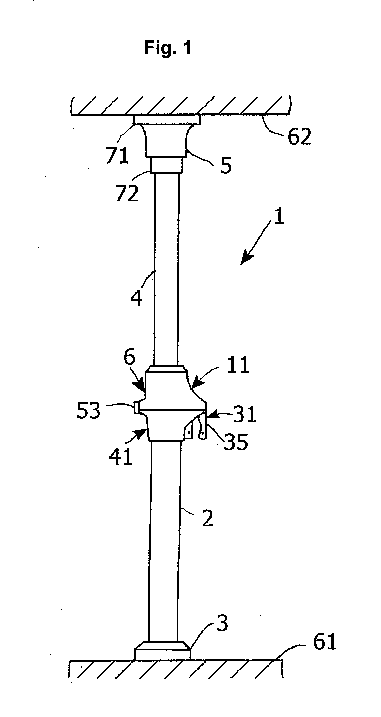 Telescopic prop-up pole device