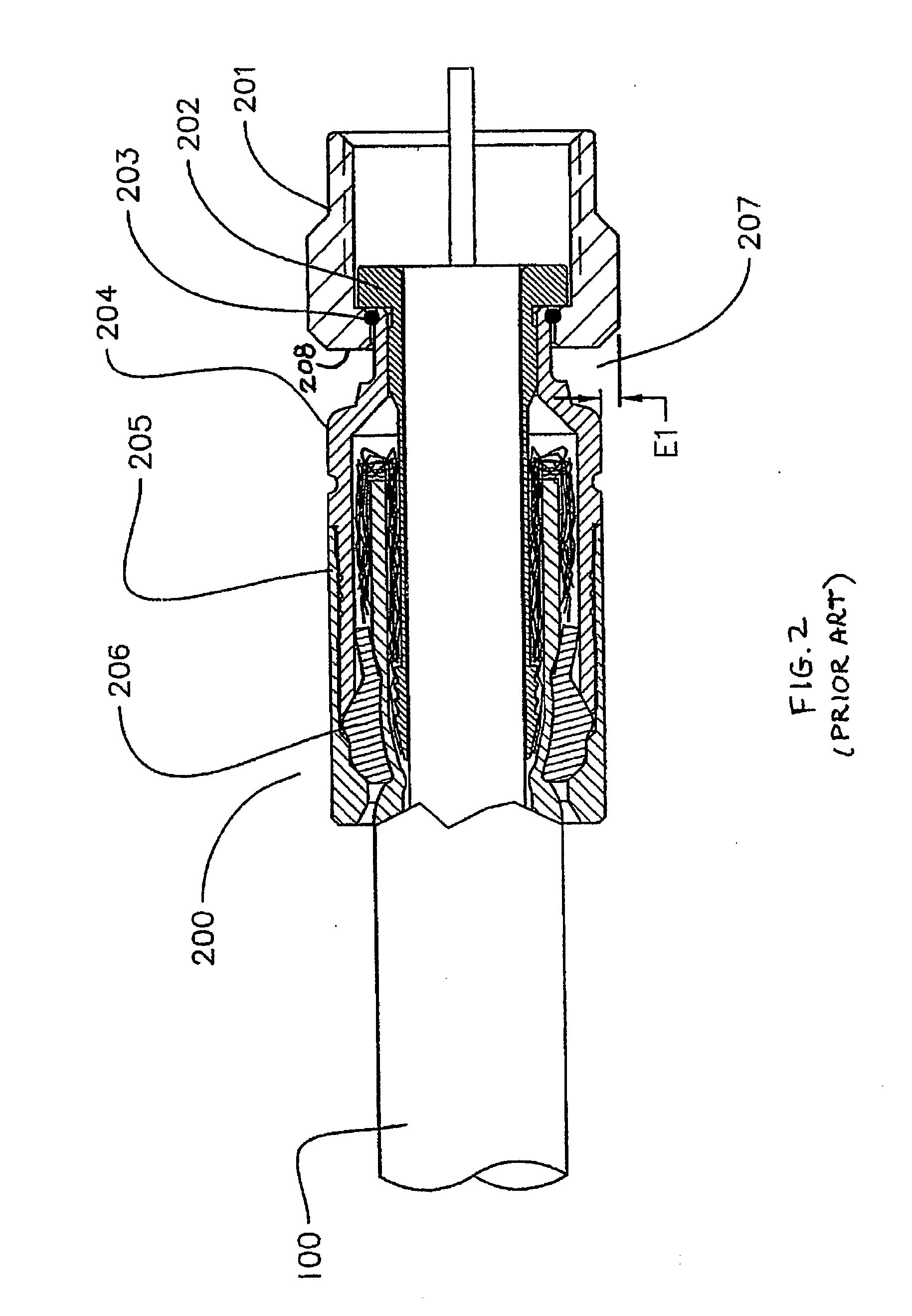 Coaxial connector and coaxial cable connector assembly and related method