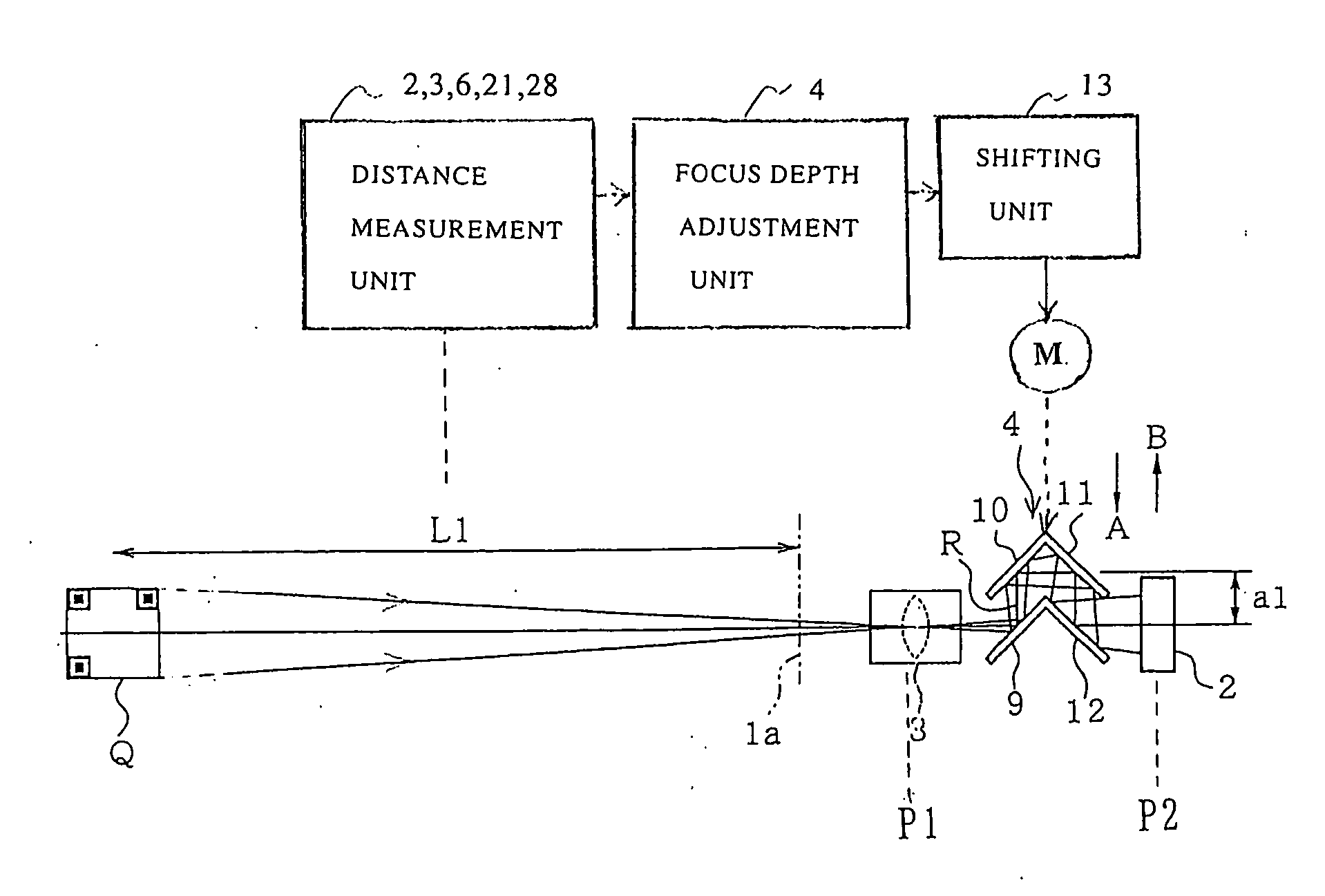 Method and apparatus for optically reading information from object based on control of optical path length