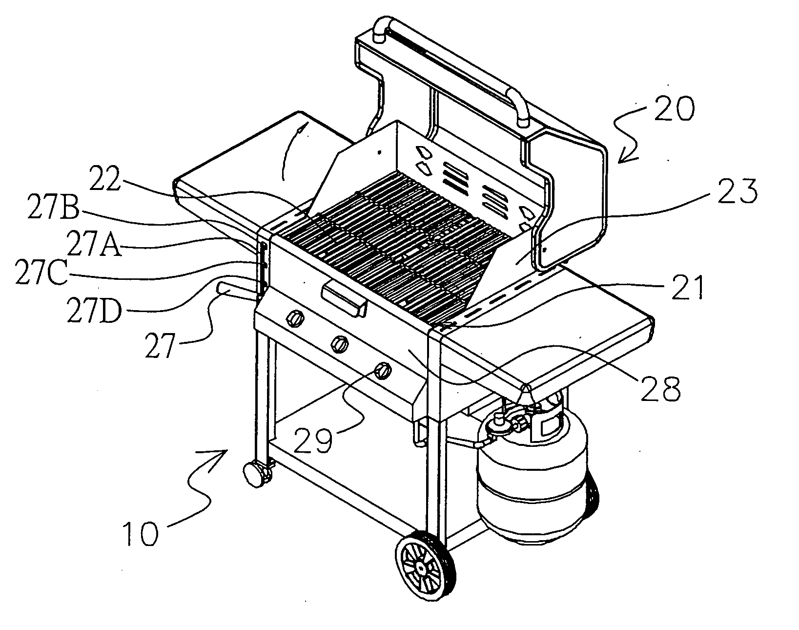 Barbecuing push cart