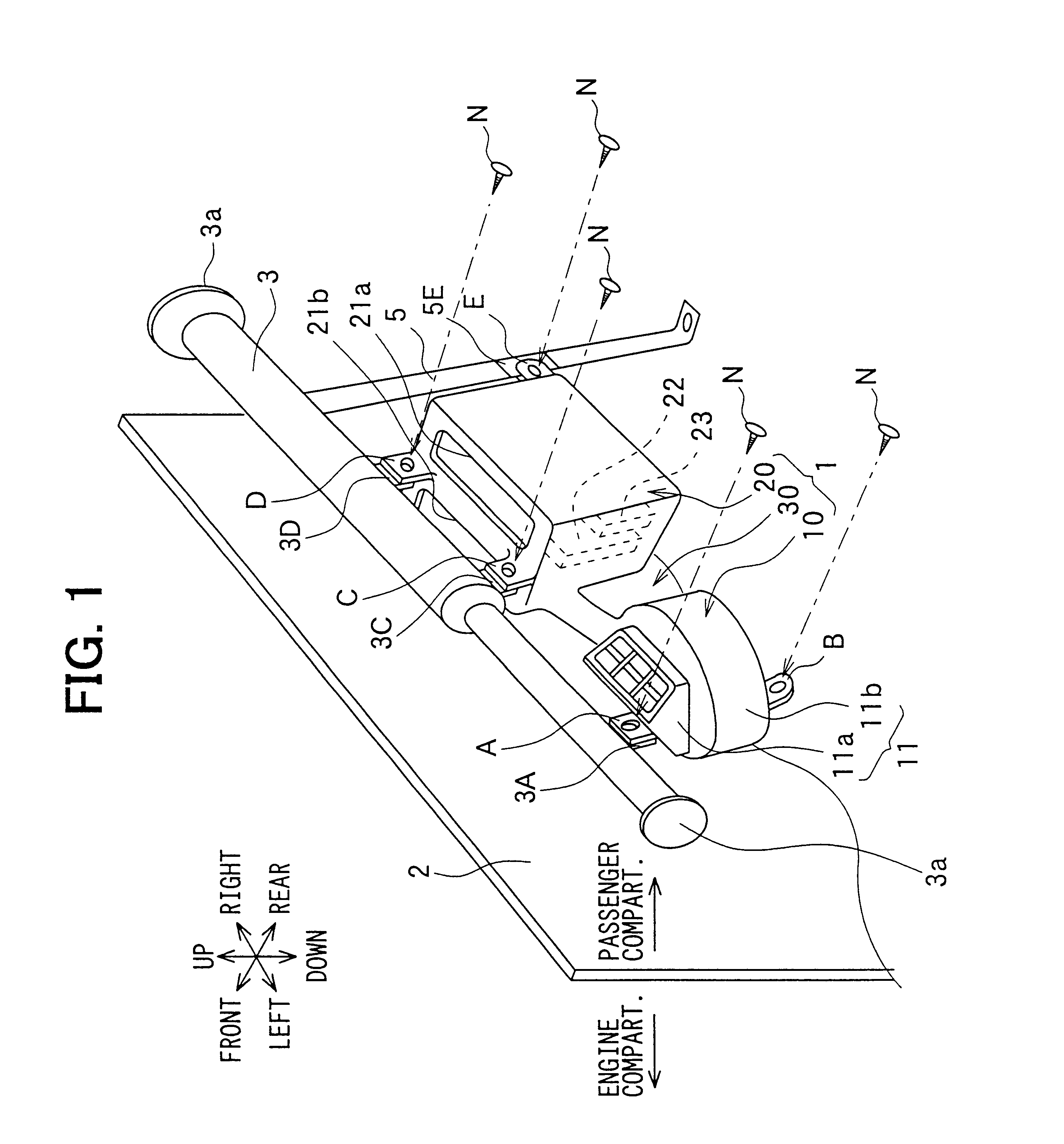 Vehicle air conditioner and mounting structure