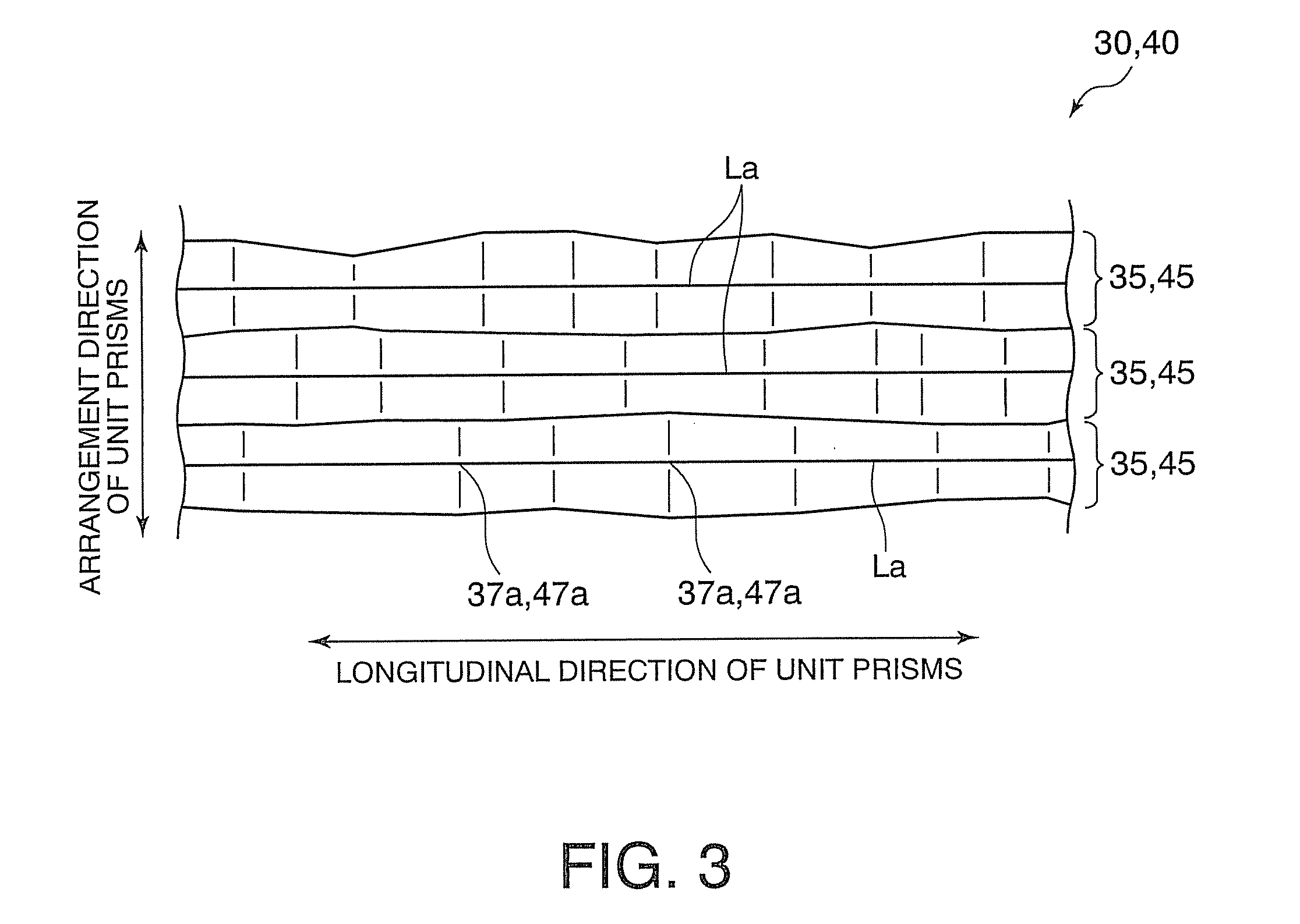 Optical sheet with unit prisms including unit prism groups