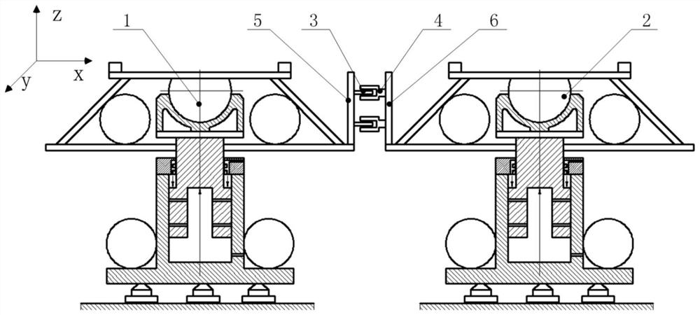 Differential air-floating vertical control dual-supersatellite platform ground simulation equipment