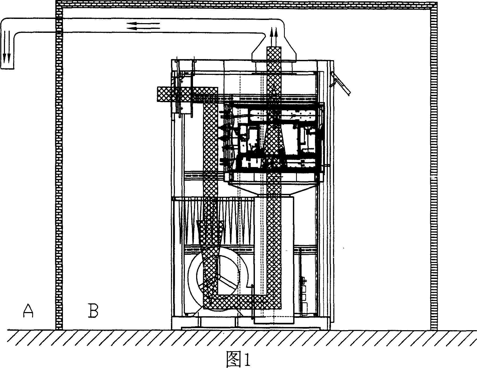 Broadcast television transmitter and refrigerating wind cycle natural wind compatible cooling device for electronic large power assembly