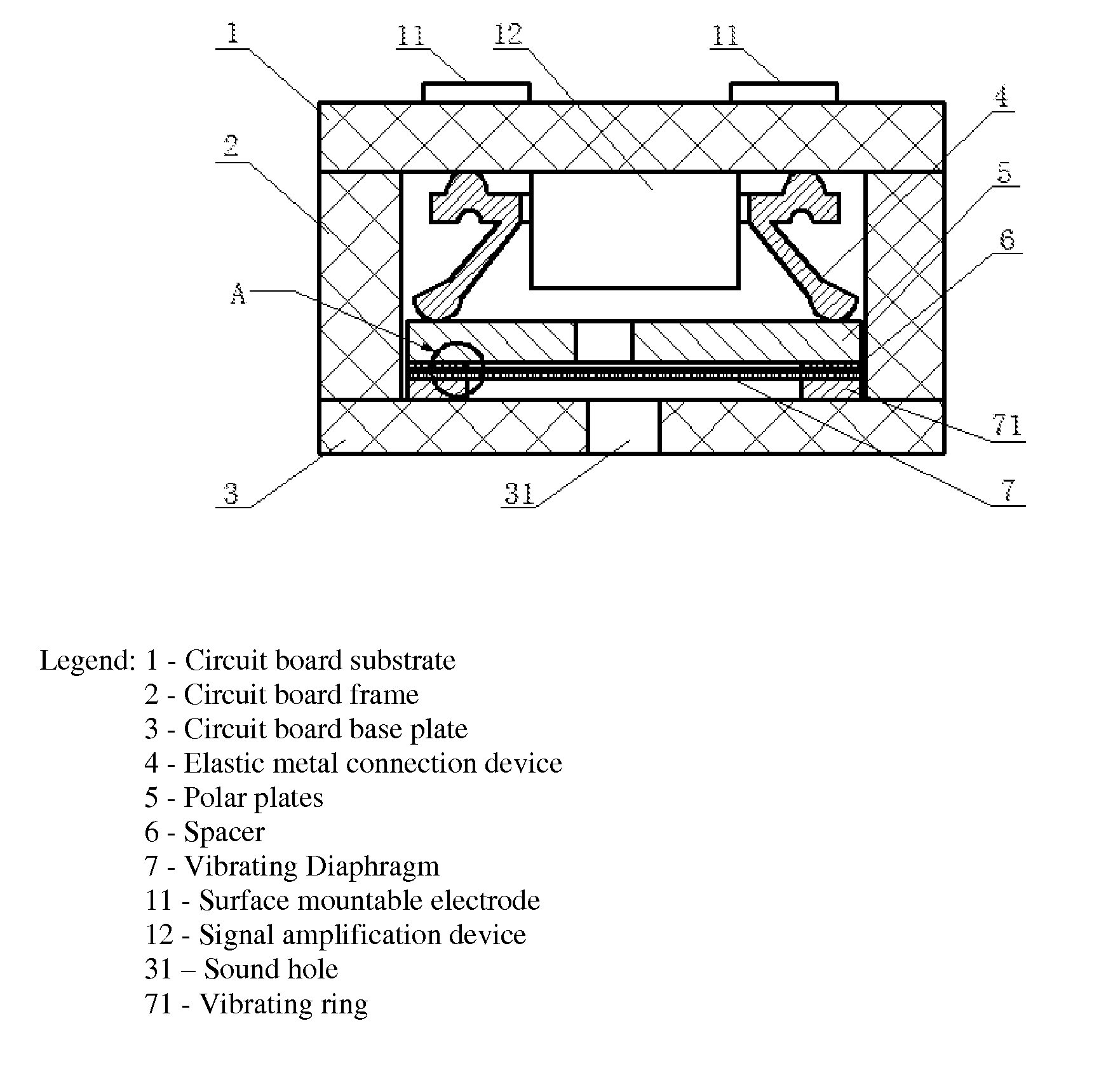 Spacer for a capacitive microphone and capacitive microphone with the same