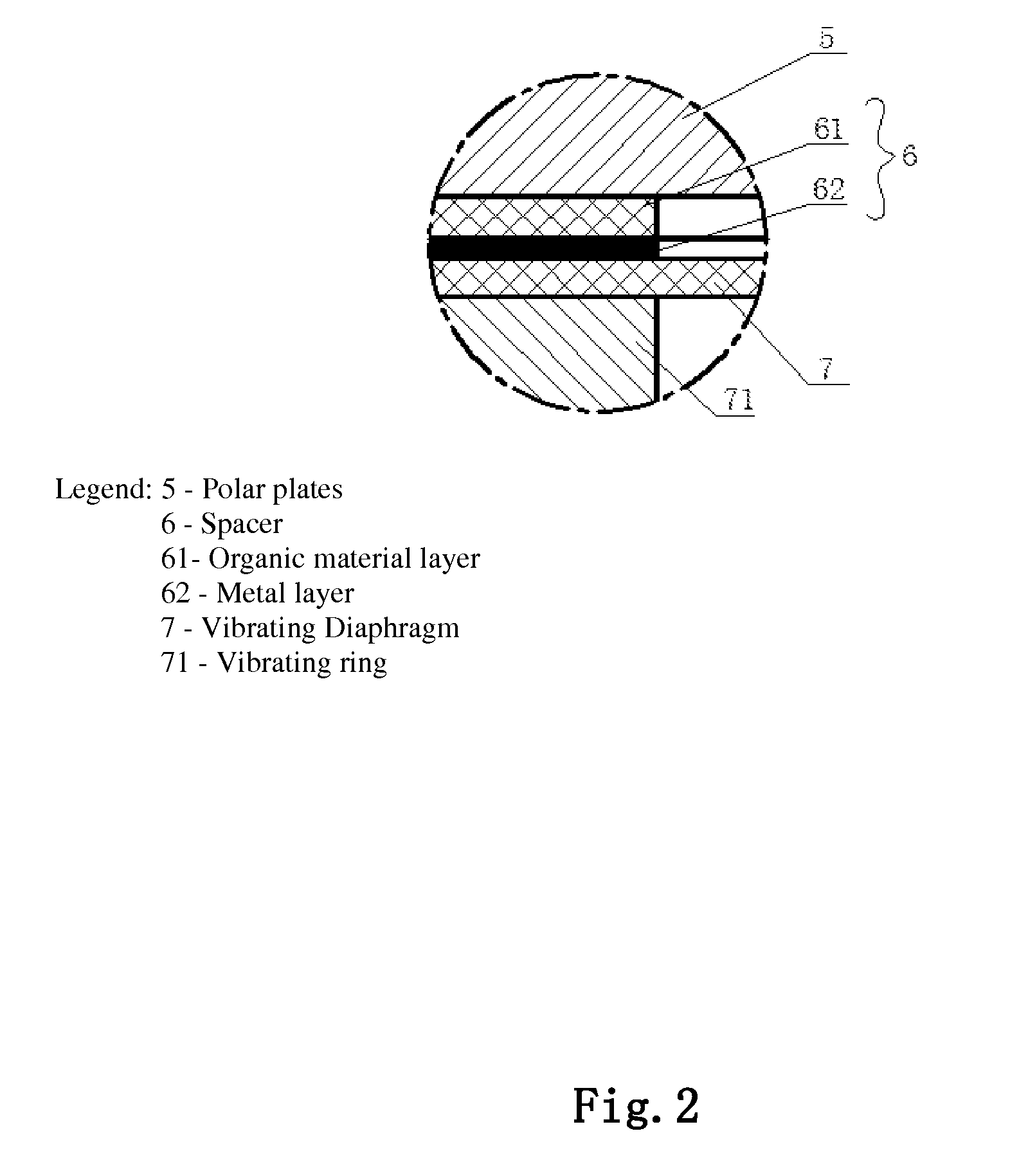 Spacer for a capacitive microphone and capacitive microphone with the same