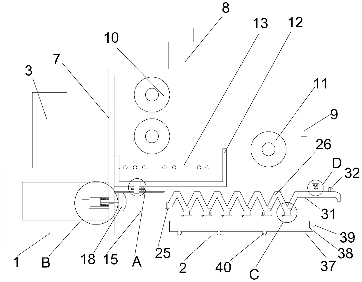 Printing and dyeing machine capable of filtering printing and dyeing sewage