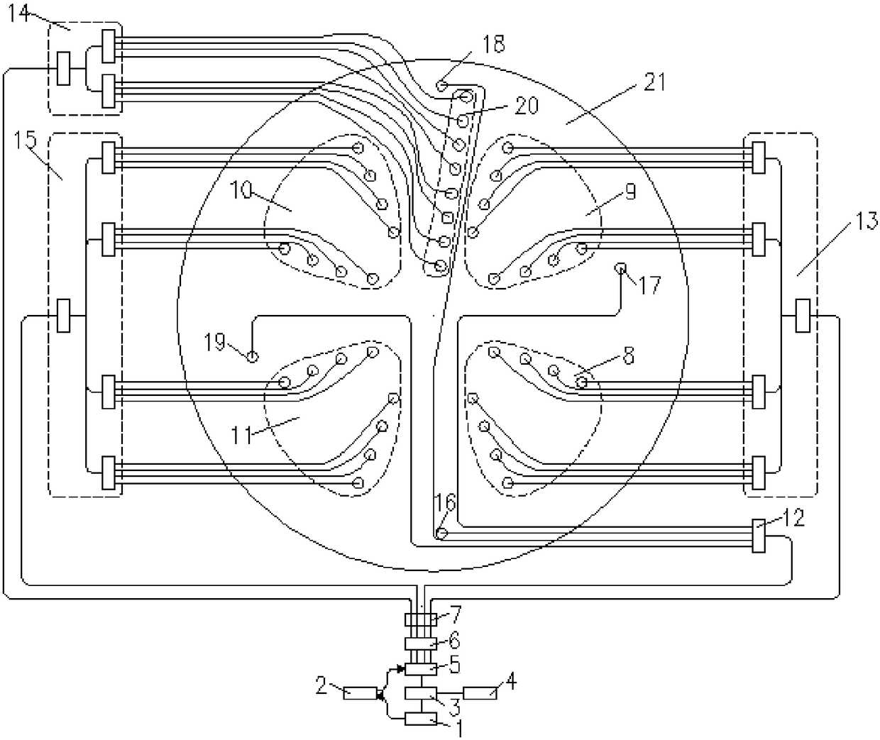 On-line detection device and method for shield machine tool and cutterhead wear based on optical fiber sensing