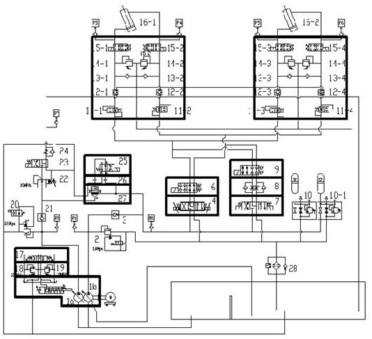 An intelligent pitching hydraulic system and control method of an intelligent stacker-reclaimer