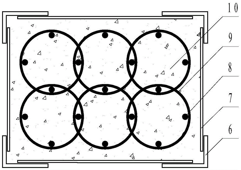 Steel reinforced concrete combination pillar with built-in bunched spiral stirrups and manufacturing method