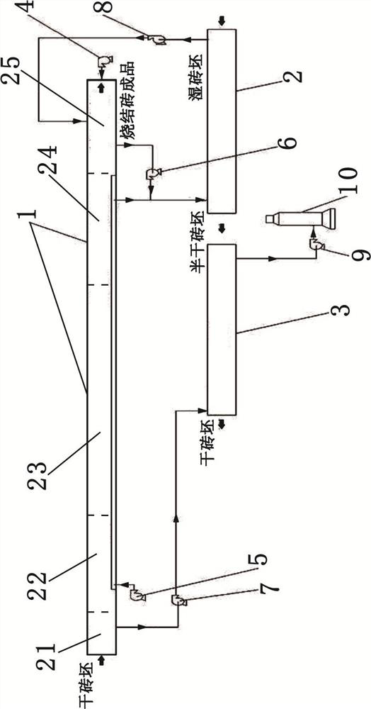 Waste heat recycling system and method for sintered brick tunnel kiln