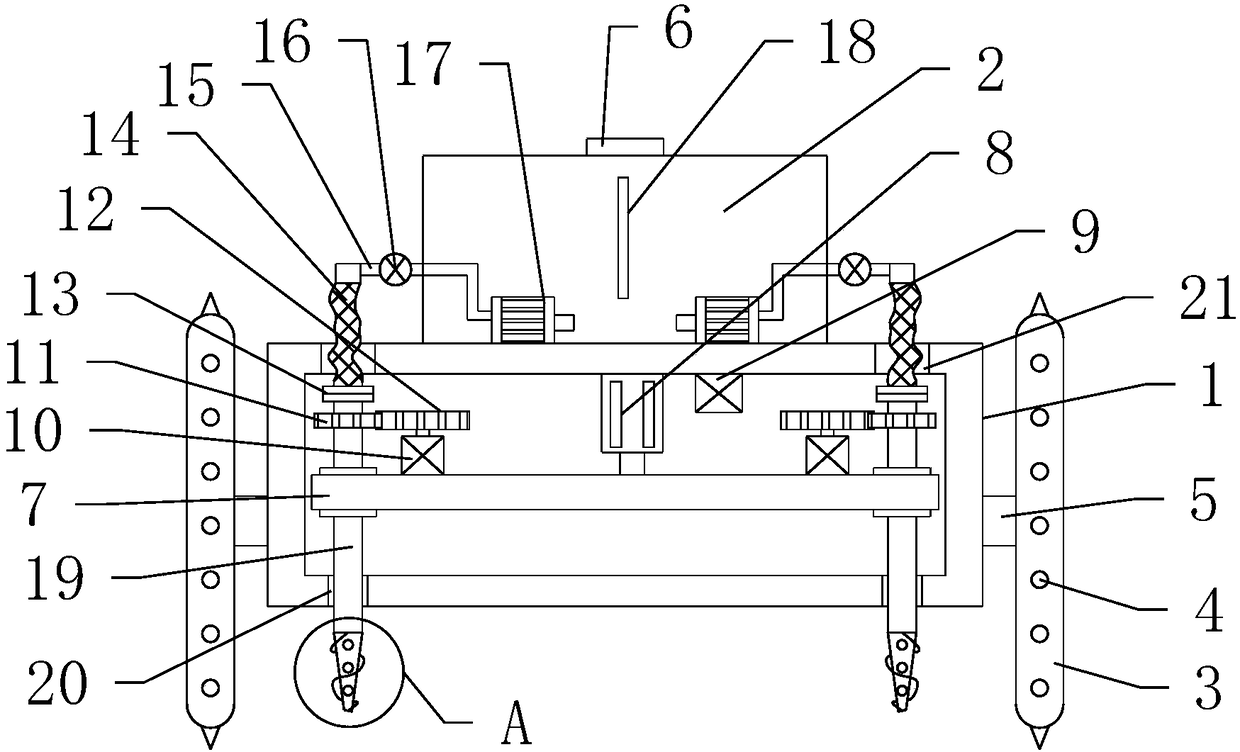 Deep-ditch fertilizing device of landscape garden