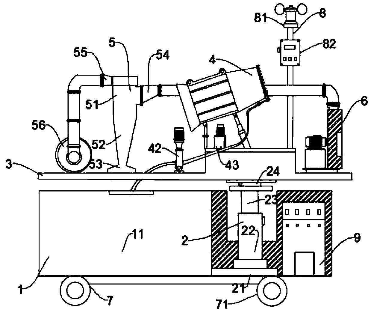 Movable dust removal device suitable for various construction sites