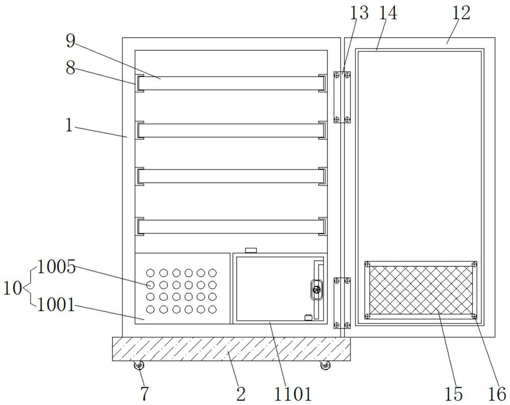 Electromagnetic shielding cabinet with shockproof function