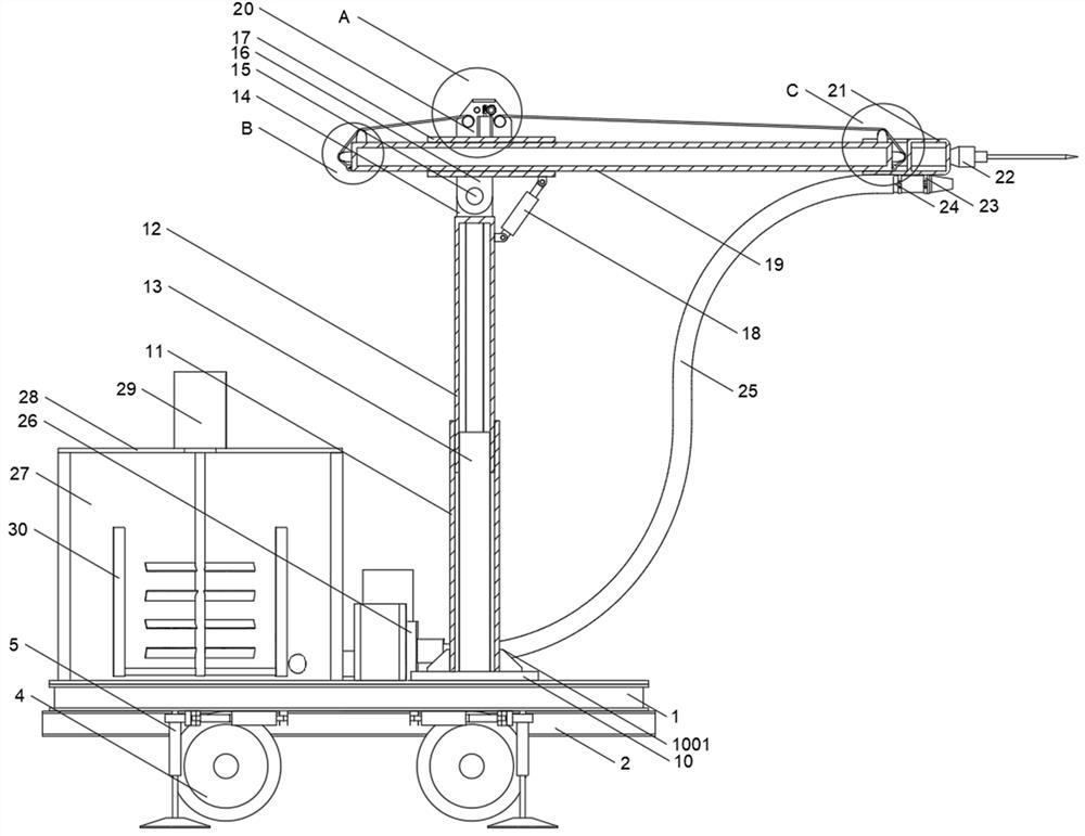 Distributed anchoring and grouting support device for deep mine fault fracture zone