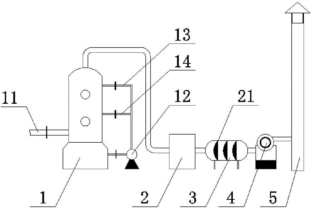 Paint spray room waste gas treating device