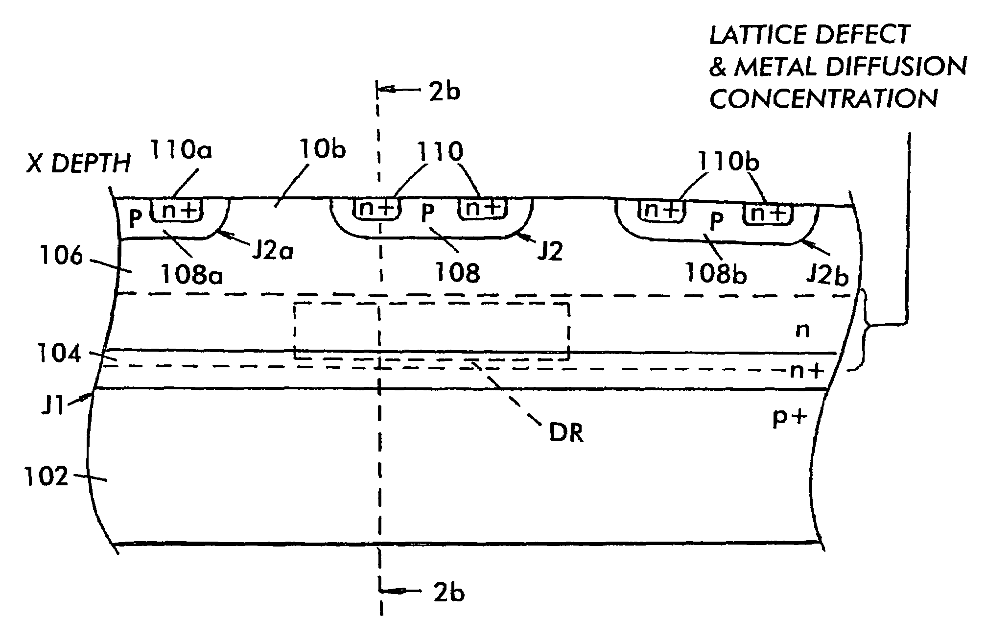 Process to create buried heavy metal at selected depth