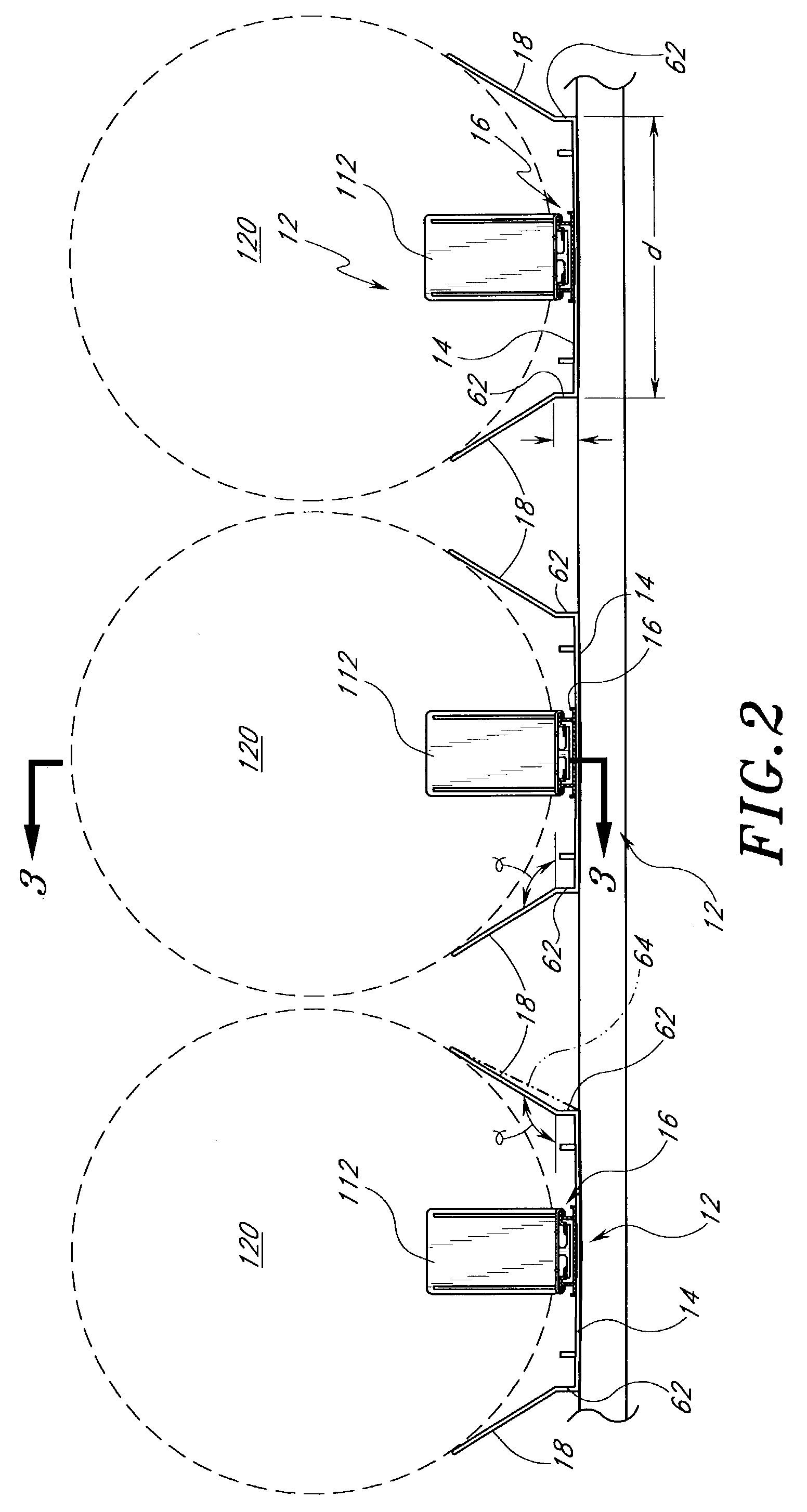 Forward feeding modular display rack for rounded articles