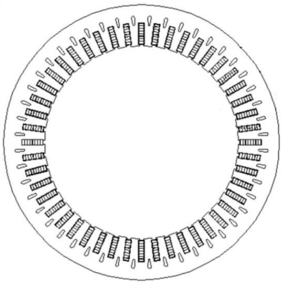 Stator punching sheet structure of low-noise oil-cooled flat wire motor