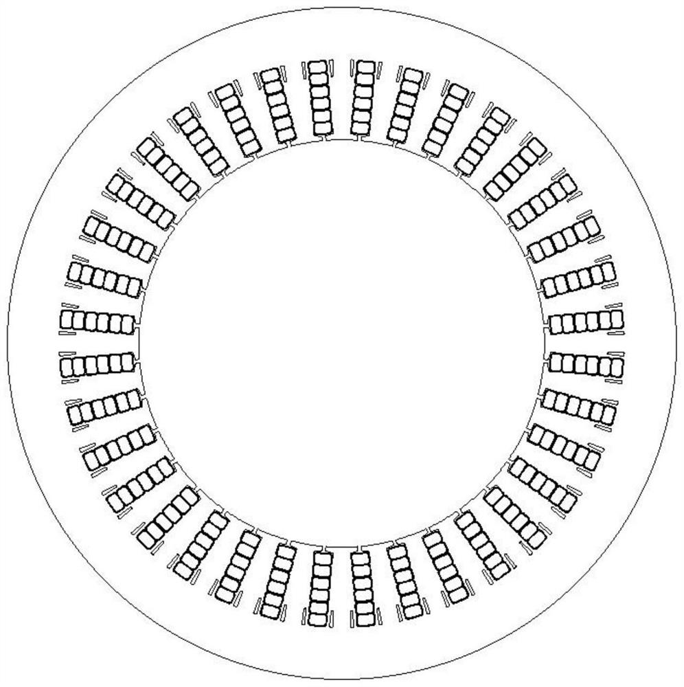 Stator punching sheet structure of low-noise oil-cooled flat wire motor