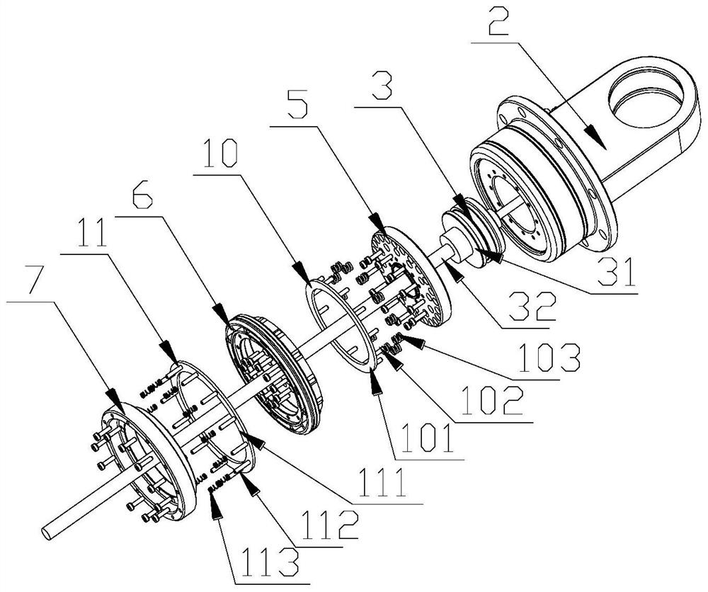 Hydro-pneumatic spring base assembly integrating vehicle height sensor and valve bank