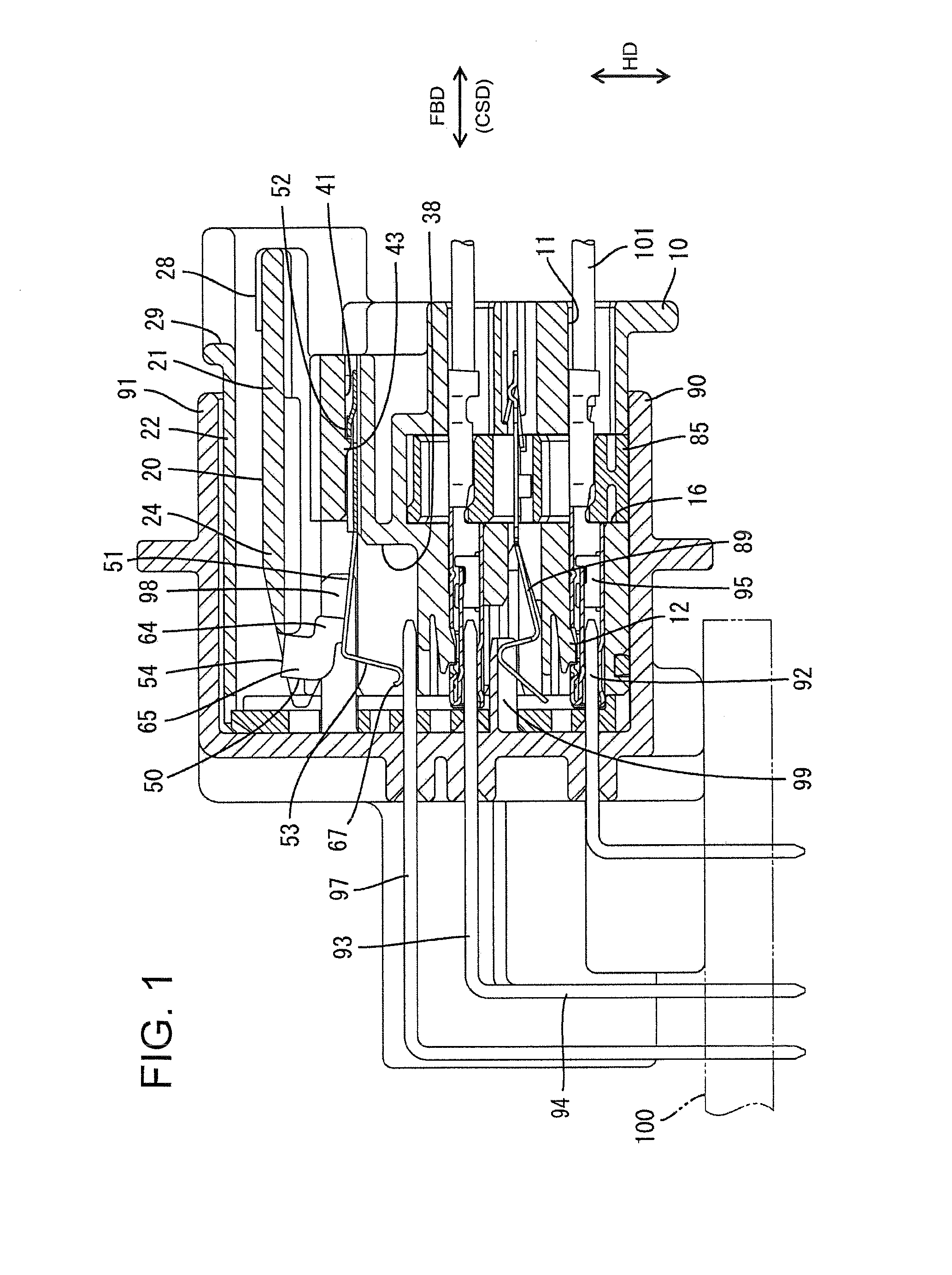 Connector, connector assembly and a detection terminal