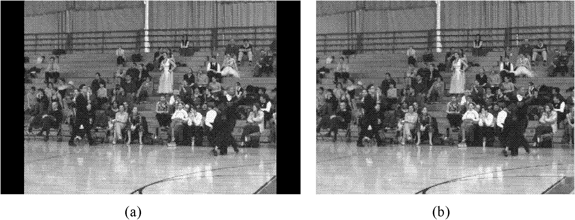 Block matching parallax estimation-based middle view synthesizing method