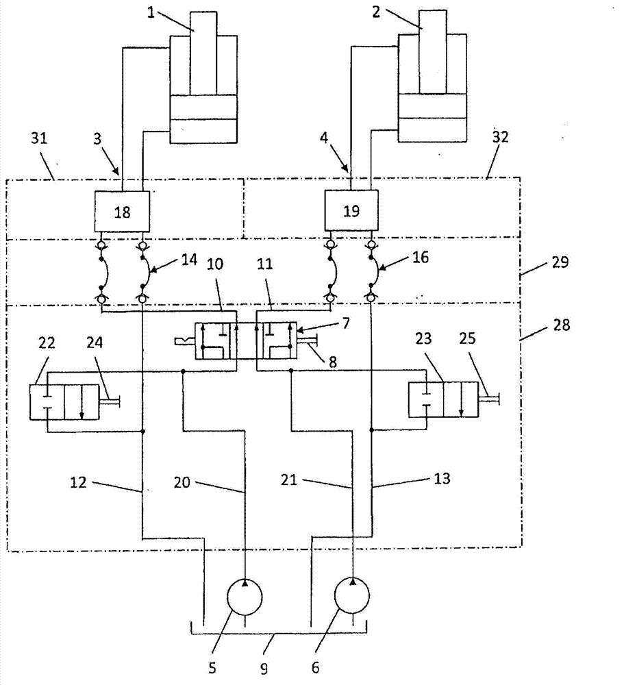 Control apparatus for a first tool and a second tool