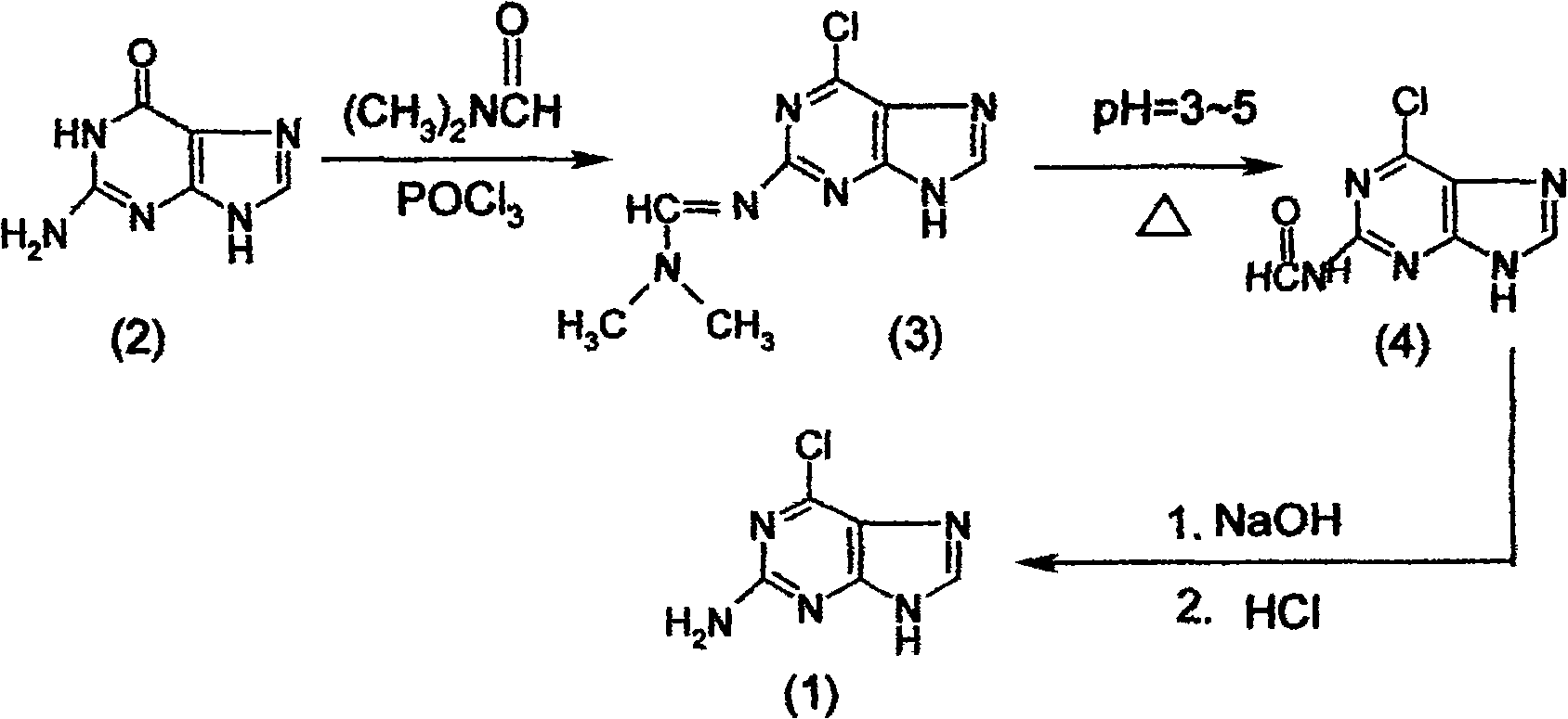 Method for synthesizing 2-amido-6-chloropurine