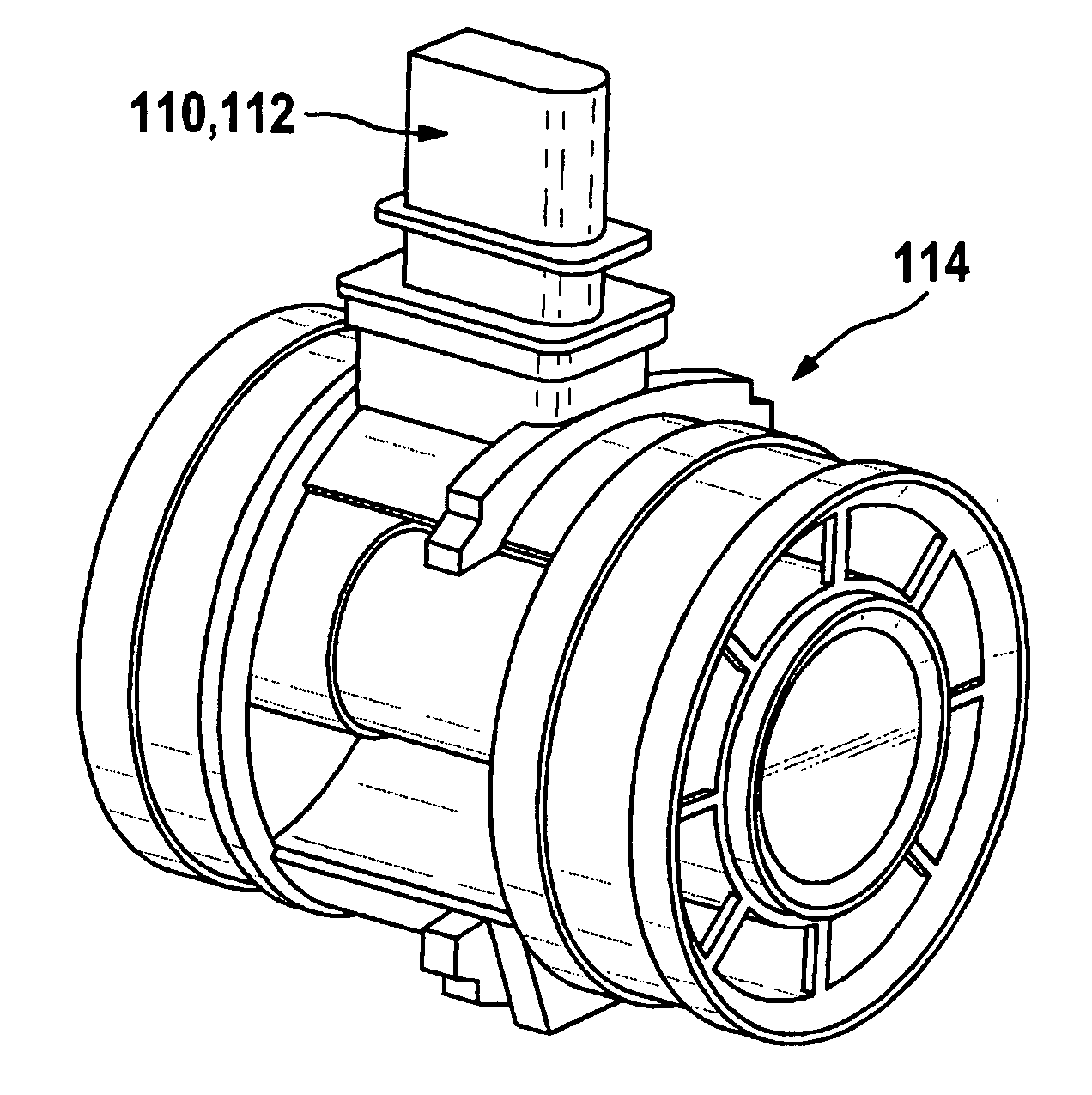 Plug-in sensor having an optimized flow outlet