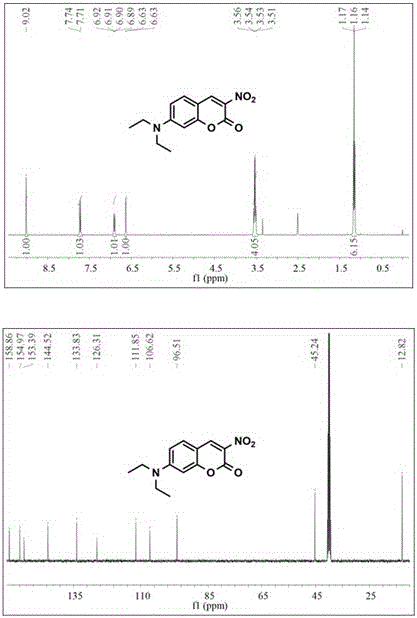 Double-photon fluorescent probe capable of fast detecting nitroreductase