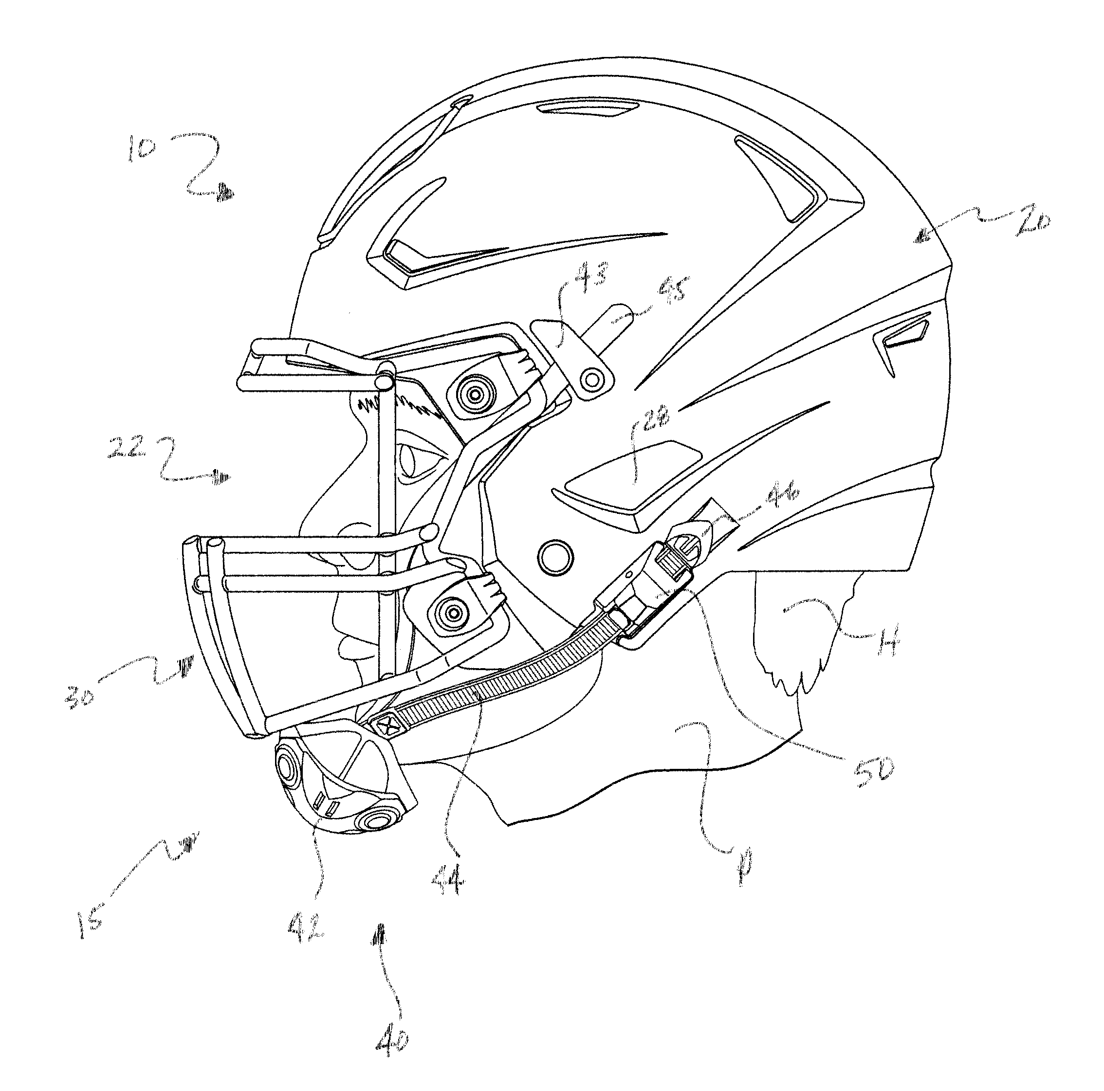 Sports helmet with adjustable chin strap system