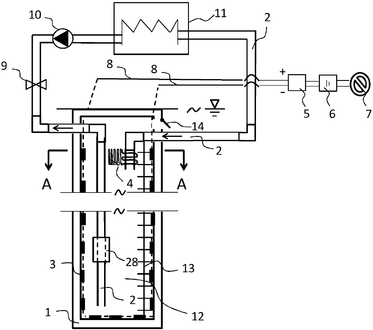 A PCC pile device for combined cooling, heating and power generation and its manufacturing method