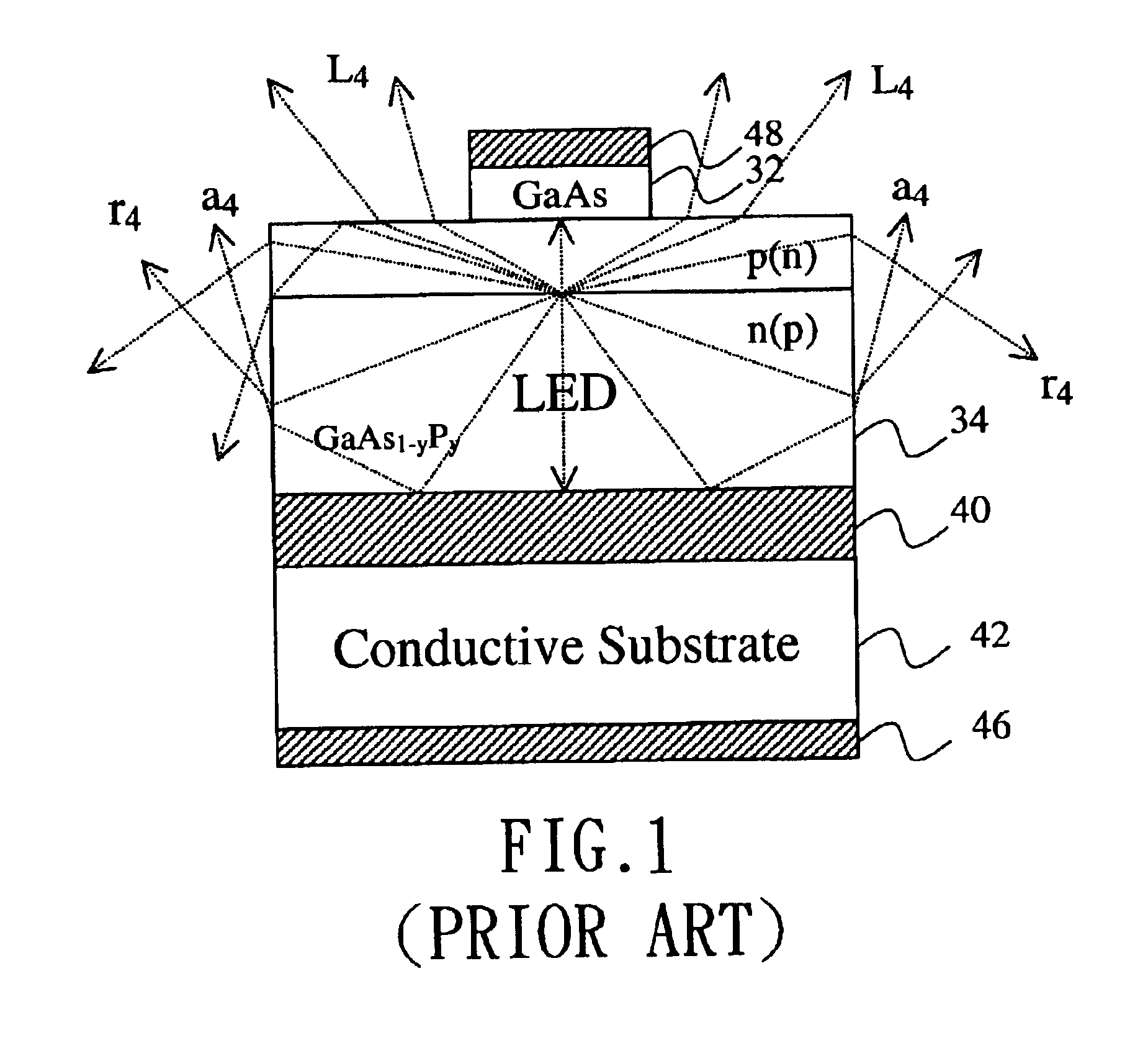 Light-emitting diode with cavity containing a filler