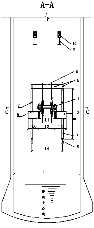 Tail rope tensioning device for vertical shaft hoisting container