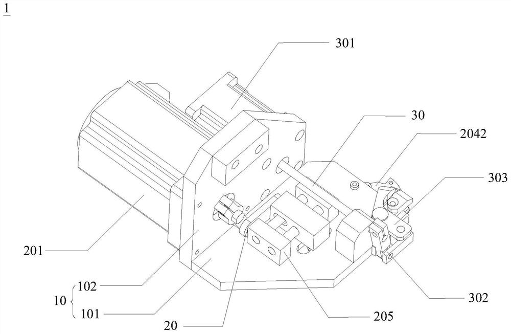 Thread trimming device and embroidery machine with thread trimming device