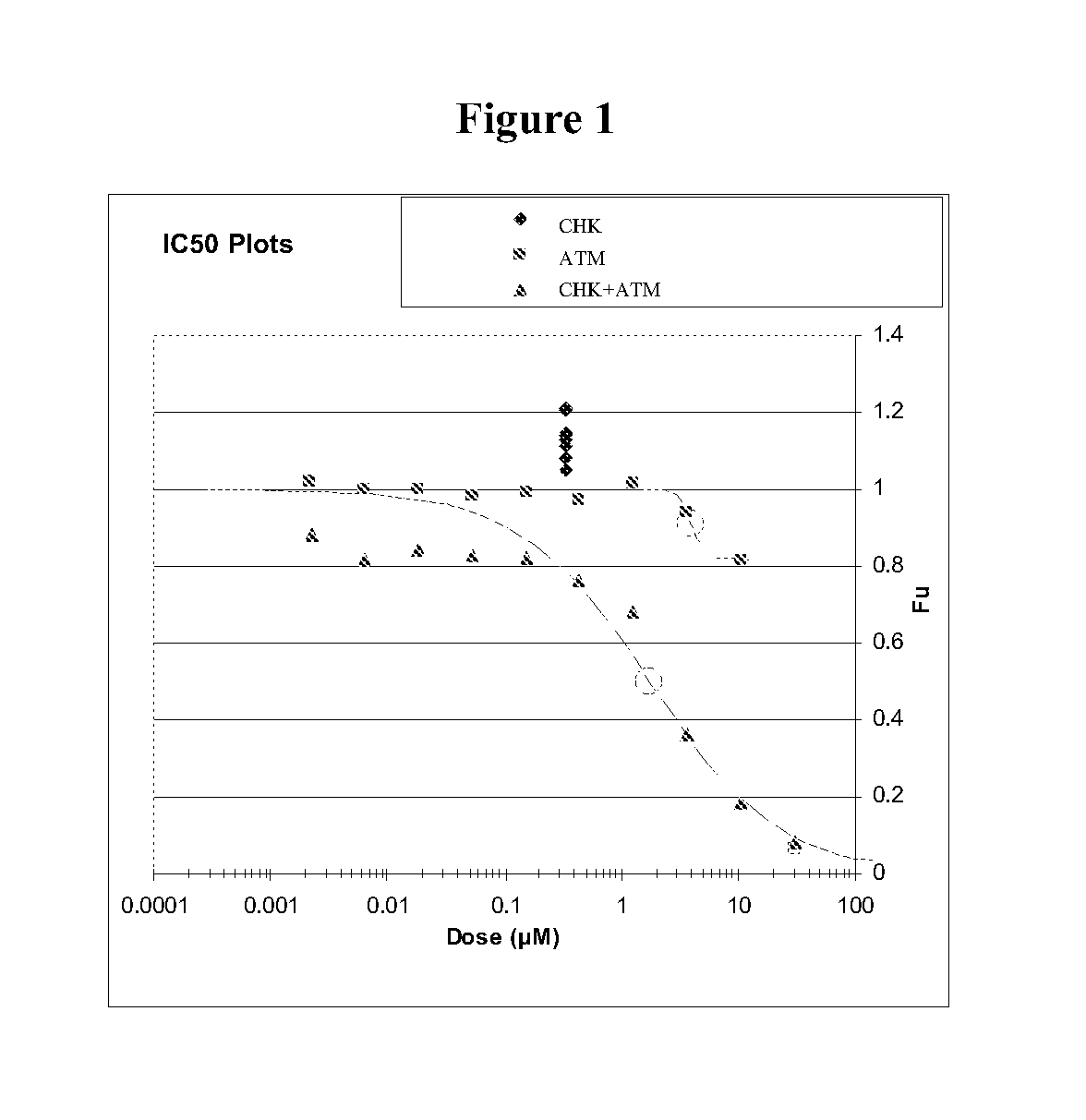 Combination of checkponit kinase (CHK) and telangiectasia mutated (ATM) inhibitors for the treatment of cancer