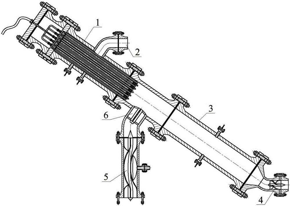 Oblique tube type row-column electrode array underwater online electric dehydration unit