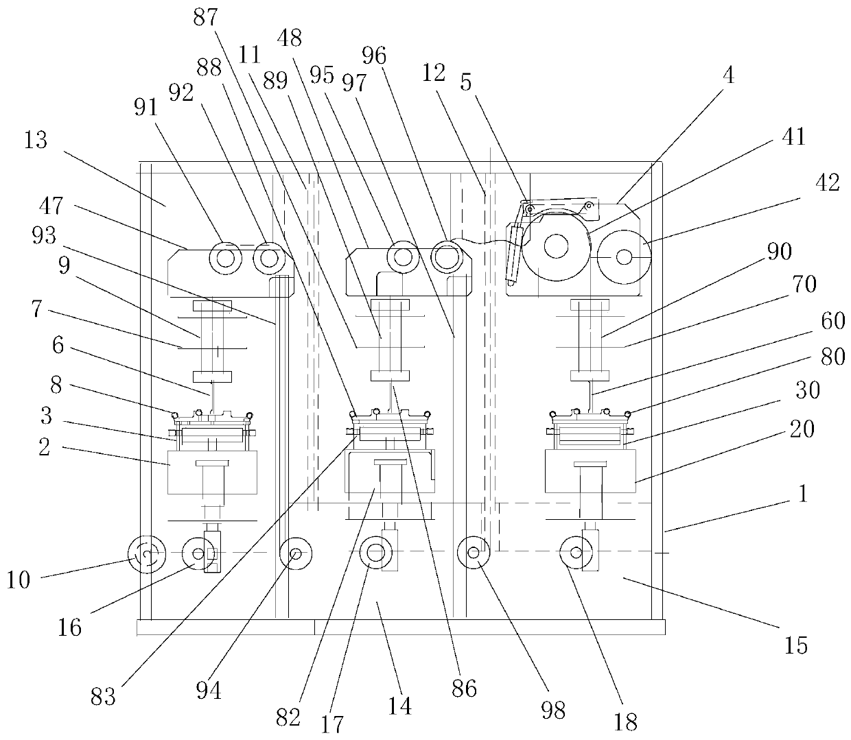 Trilateral tape wrapping machine and working method thereof