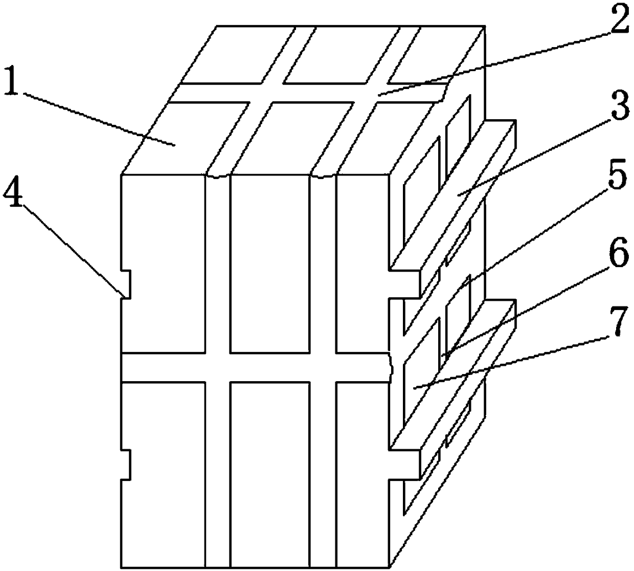 Heat preservation sintered hollow brick with reinforcing ribs