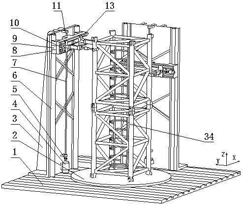 Tower crane standard joint reliability test stand for simulating actual condition loading