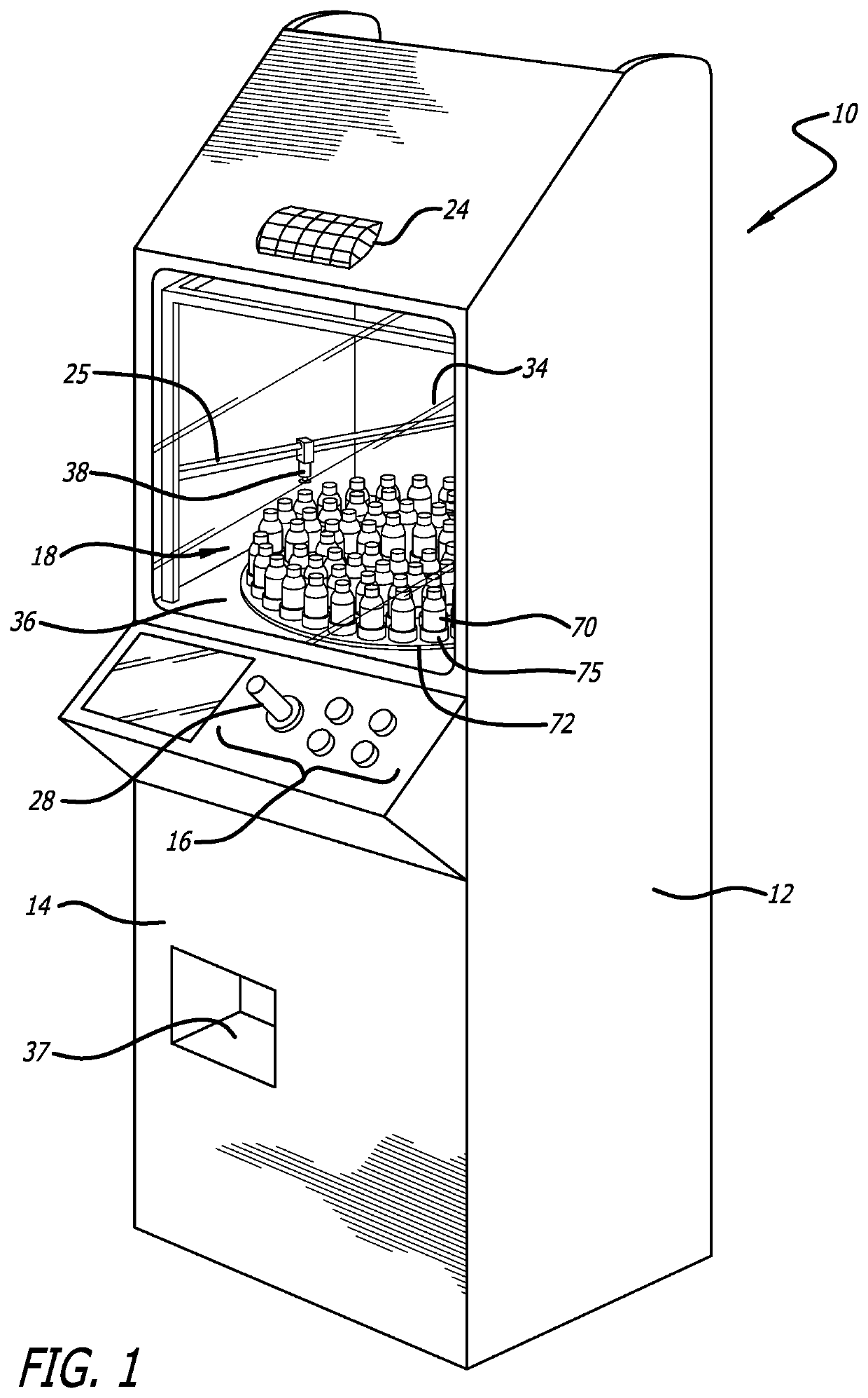 Crane-style arcade game with turntable mechanism