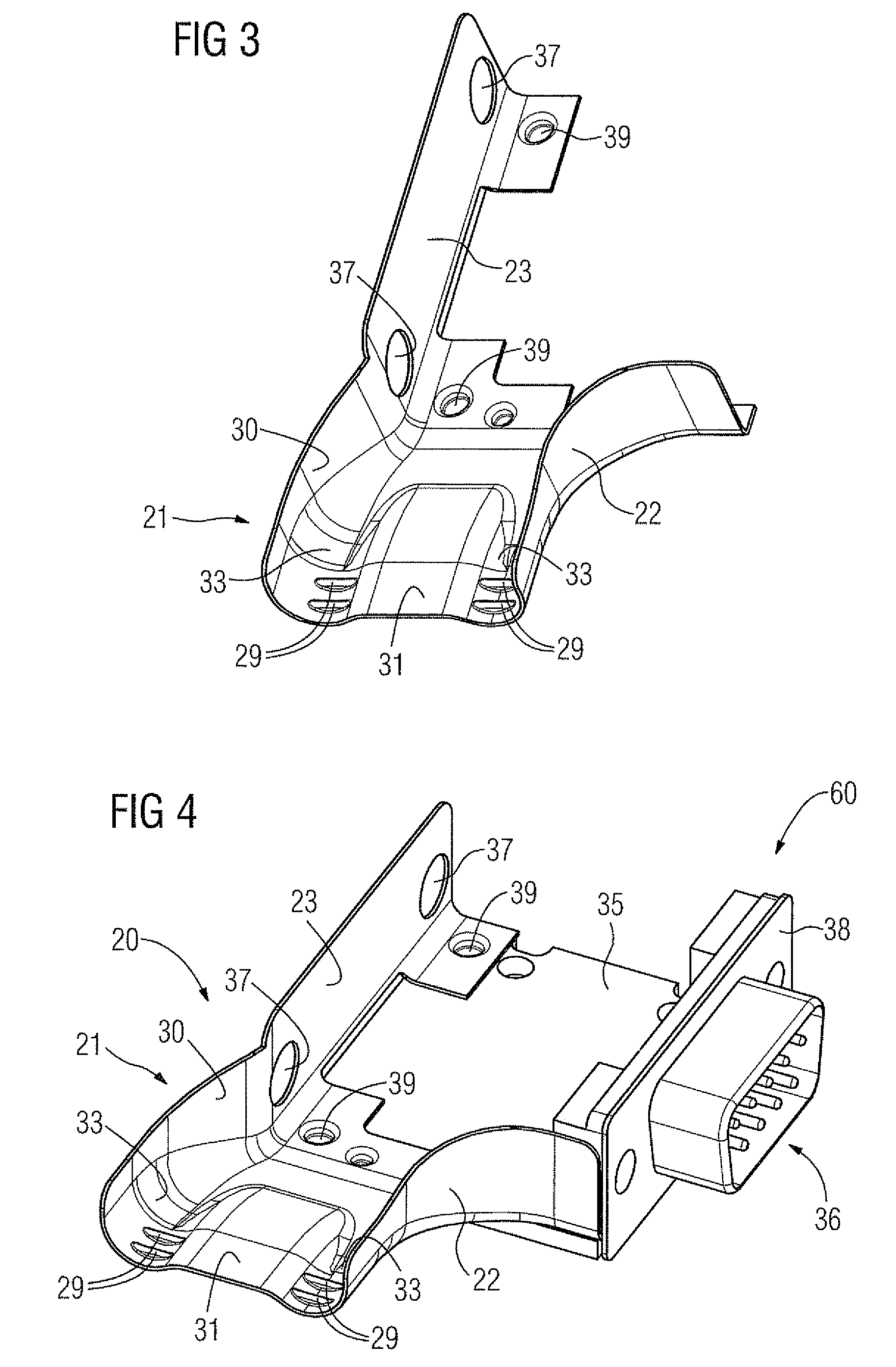 Bus connector with at least two cable connections for bus lines