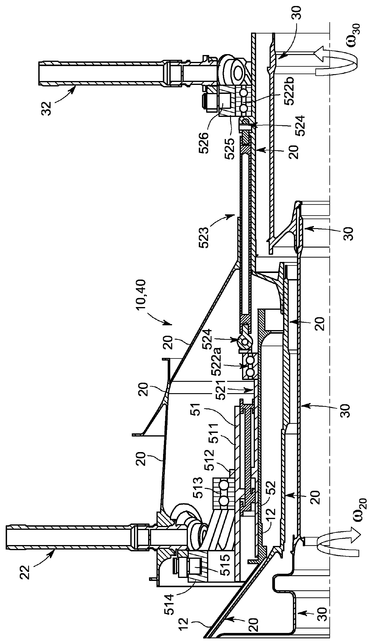 Pitch control of contra-rotating airfoil blades