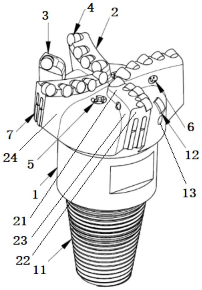 A pdc drill bit for high position directional drilling in coal mine